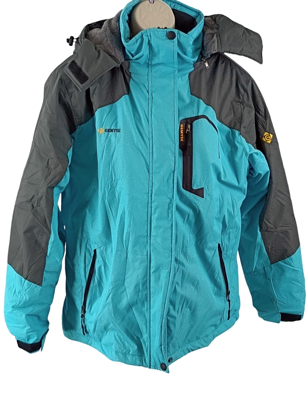 Gemyse Women's Hooded Winter Snow Jacket Teal & Gray